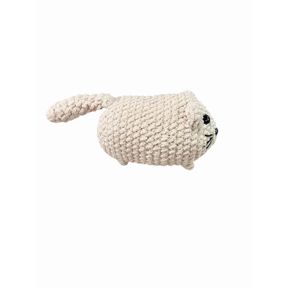 New Handmade Crochet Plushie Cat Kitten white cream ivory